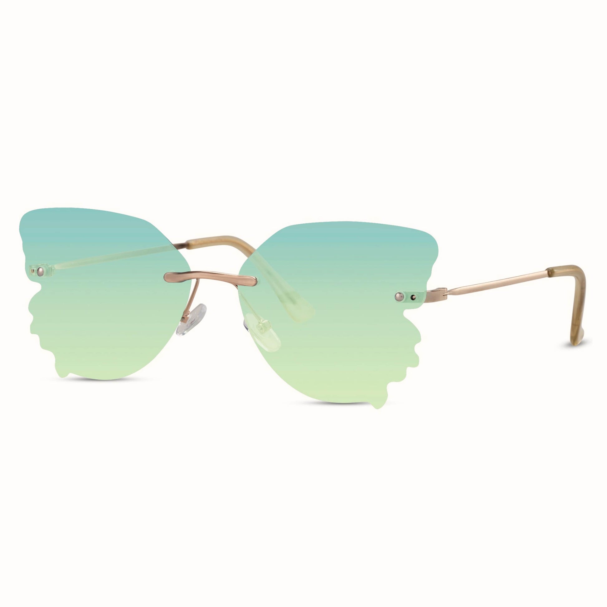 Best Butterfly Wing Green Blue Trendy Festival Sunglasses.