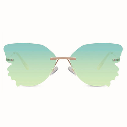 Cute Unique Green Blue Festival Butterfly Wing Sunglasses.