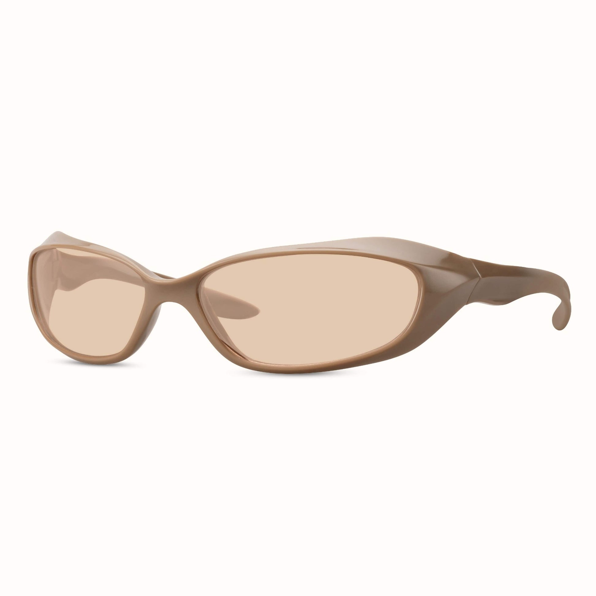 Beige Cheap Retro Sporty Wraparound Y2k Sunglasses