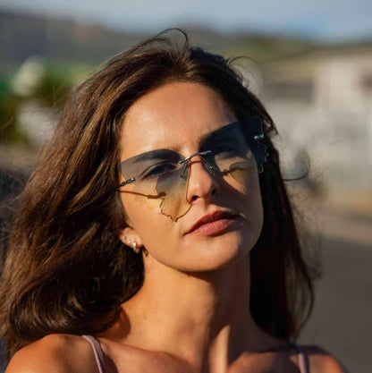 Womens Festival Sunglasses Blue Green Unique Design.