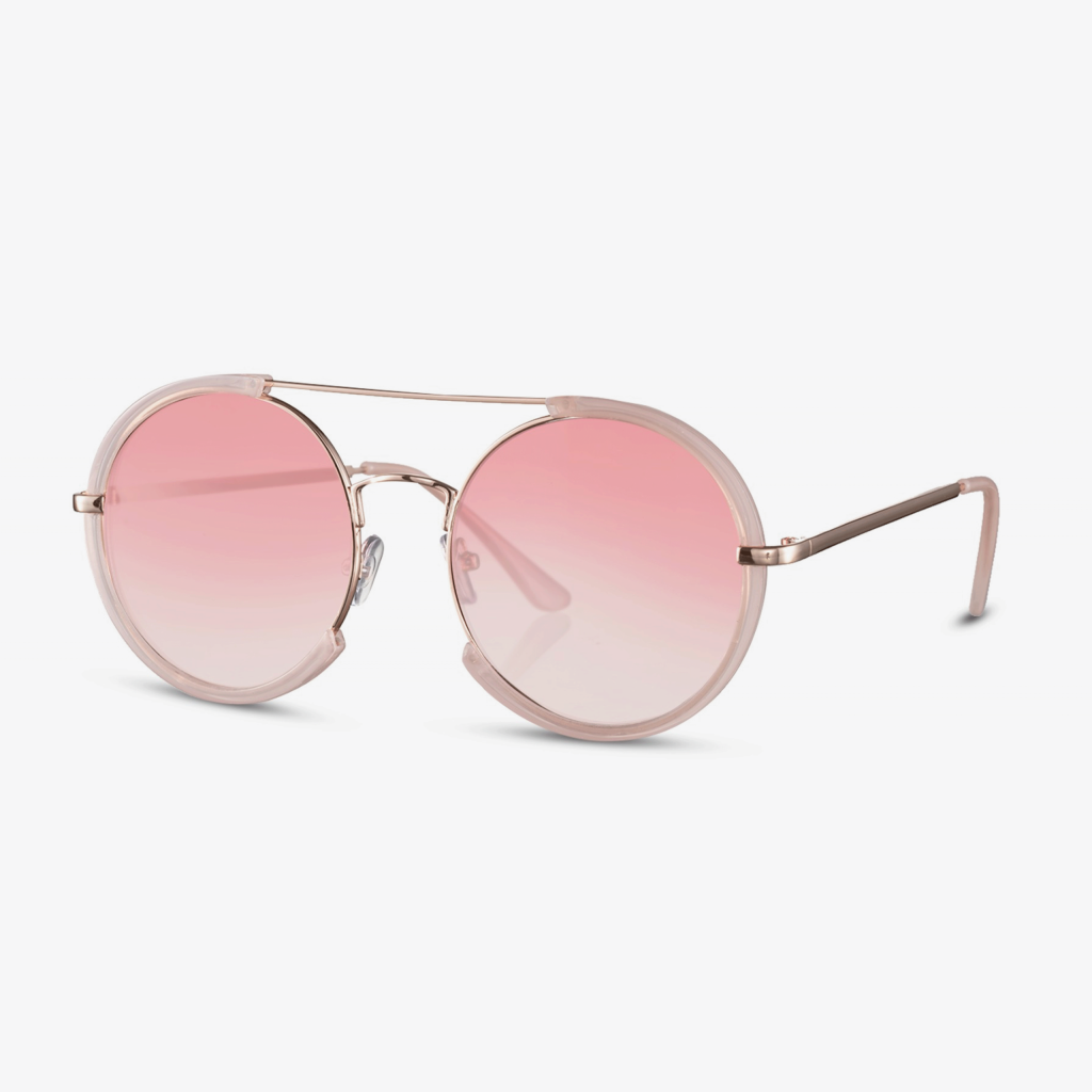pink circular sunglasses